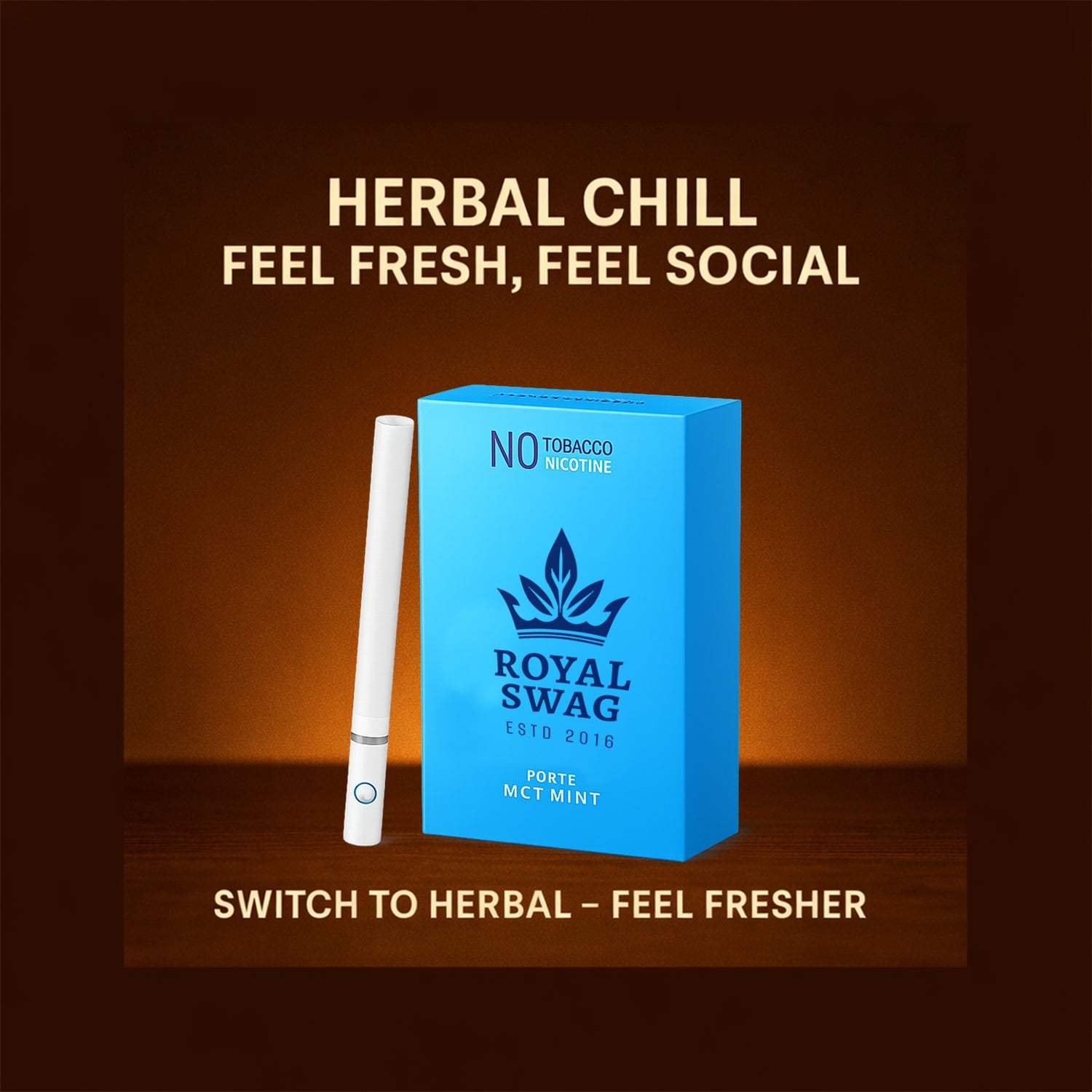 Royal Swag Ayurvedic Herbal Mint Flavoured (MCT) Cigarettes - 10 Sticks Packet