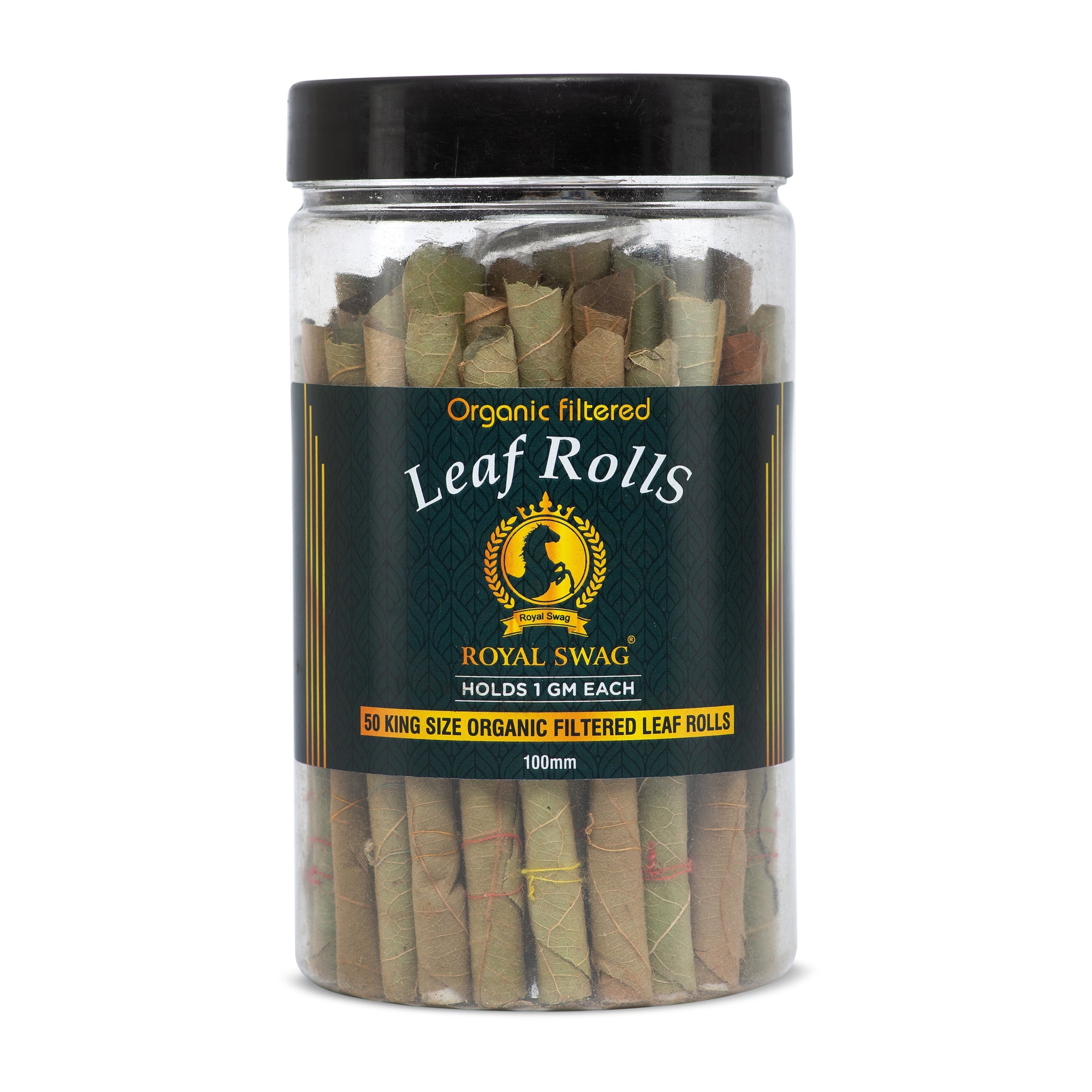 Natural Tendu Leaves Ready To Use Leaf Roll Cones With Filter(Jar Of 50 Rolls)